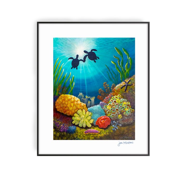 Two Turtles In Love Art Print by Jan Tetsutani