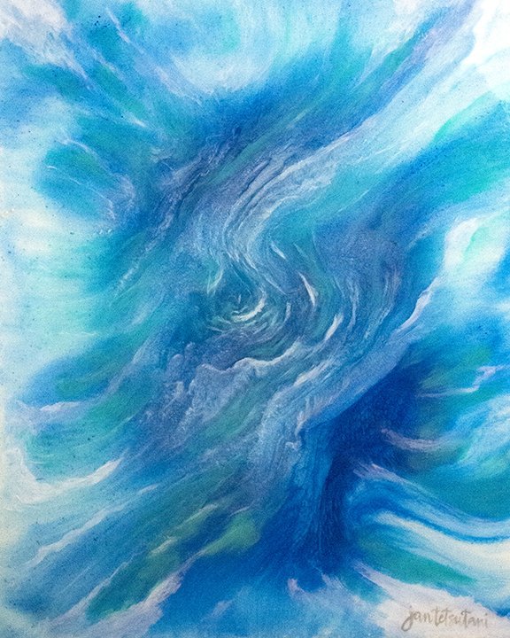 Mersea Resin Painting by Hawaii artist Jan Tetsutani