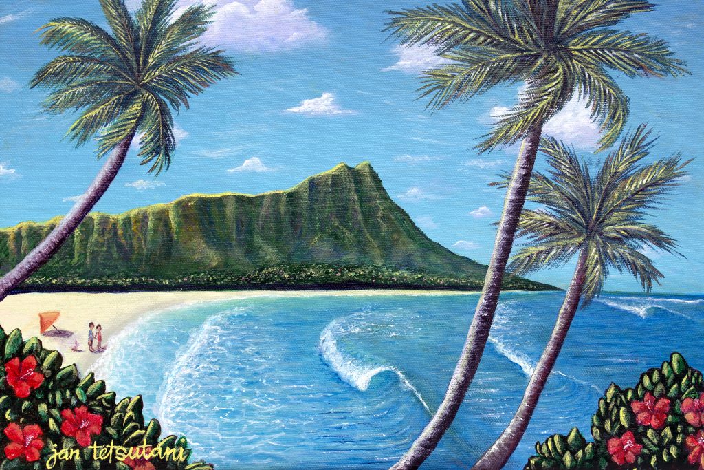 Waikiki painting by Jan Tetsutani