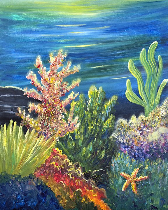Sea Garden Original Painting by Jan Tetsutani