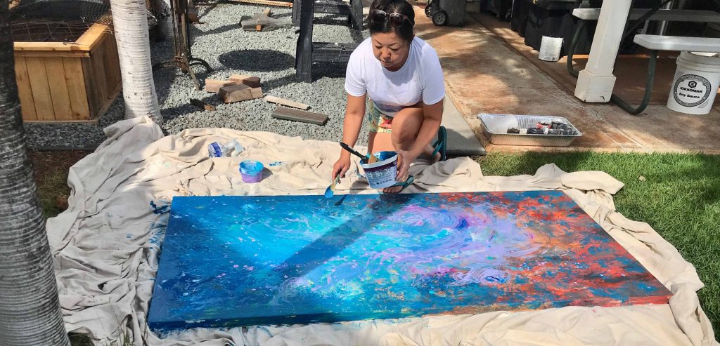 Abstract Art Commission Painting by Jan Tetsutani, Hawaii Artist